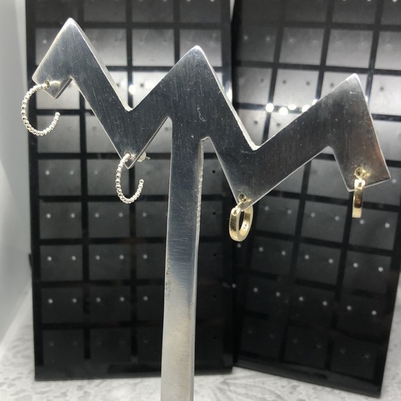STERLING silver 925 hugie and open hoop errings bundle Kiera and More minimalist - Picture 2 of 7